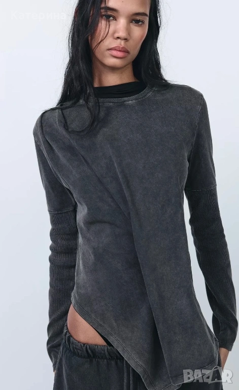 Сива асиметрична блуза, снимка 1