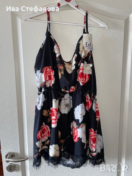 Разкошен елегантен топ флорален принт цветя нов етикет , снимка 1