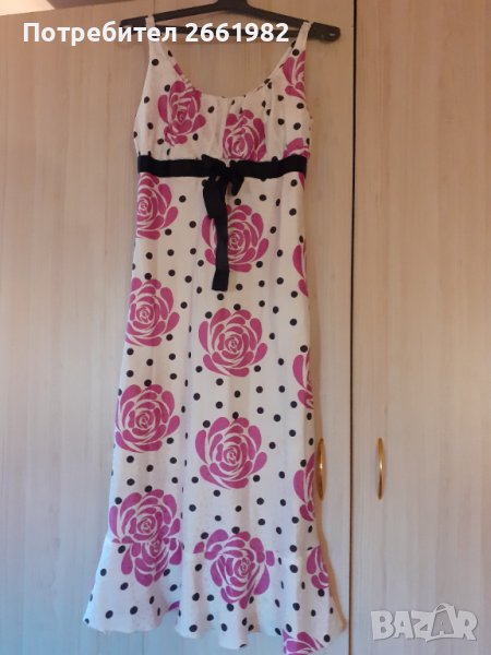 Прекрасна бяла рокля на точки и цветя , снимка 1