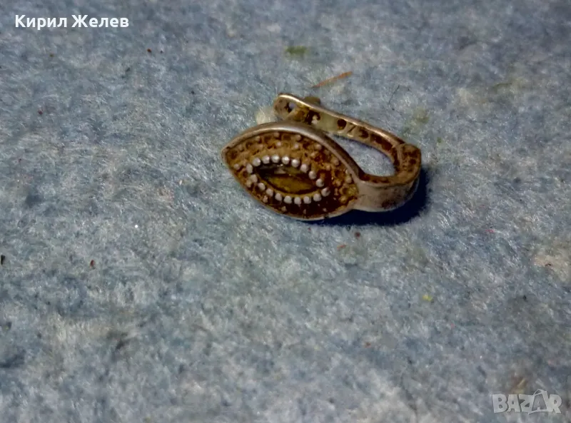 СКЪПОЦЕННА СРЕБЪРНА ОБЕЦА СРЕБРО 925 АНГЛИЯ ЮВЕЛИРНО ФАСЕТИРАН ОЛИВИН / ПЕРИДОТ и ЦИРКОНЧЕТА 47588, снимка 1