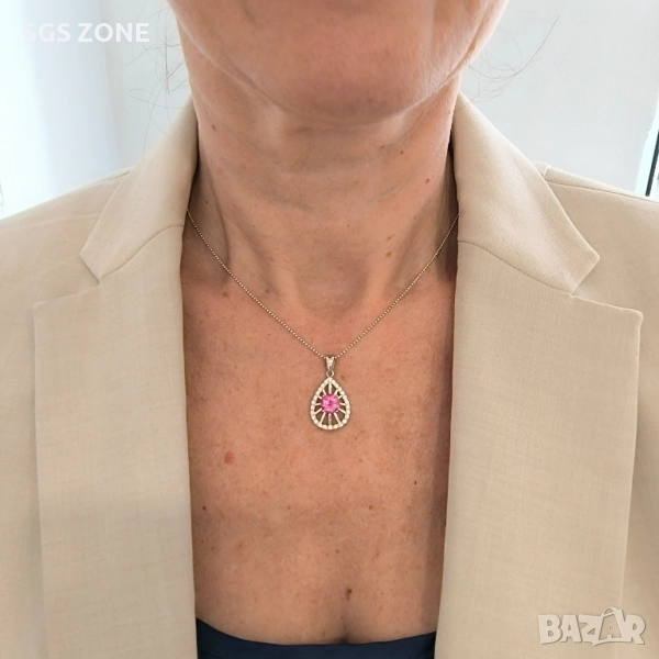 СРЕБЪРЕН ВИСУЛКА С РОЗОВ ТОПАЗ ОТ ТАЙЛАНД, снимка 1