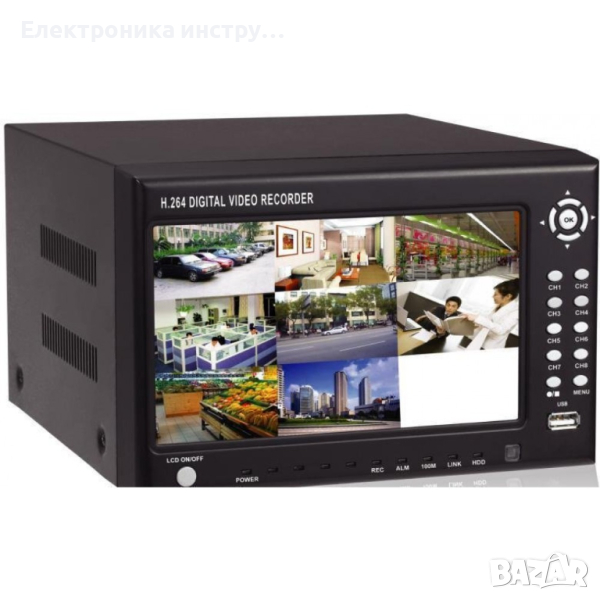 Монитор за камери видеонаблюдение 7 R-2004T 4 канала, снимка 1