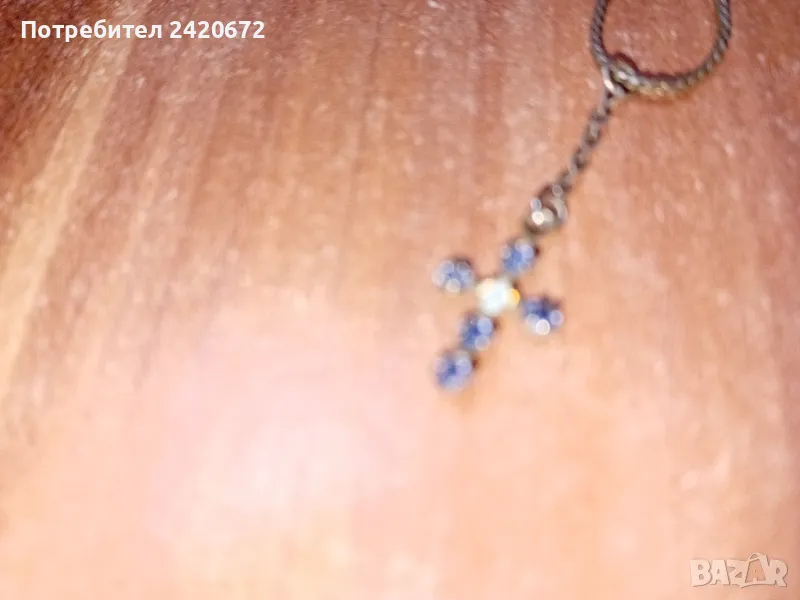 сребърен ланец с кръст с камък  танзанит, снимка 1