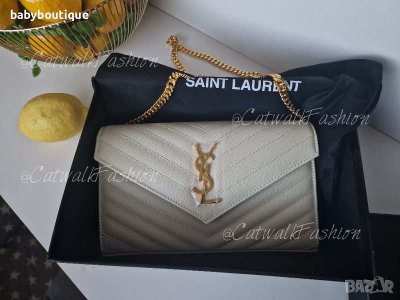  YSL Monogram chevron-quilted chain wallet, снимка 1