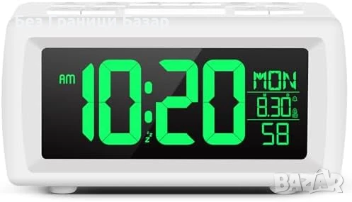 Нов Дигитален Радио Часовник с Аларма, Голям Дисплей, 7 Цвята, Ярък LED Екран, снимка 1