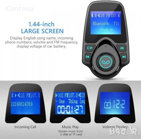 VicTsing Bluetooth FM Transmitter, 2 x USB, 1.44" дисплей, Car Kit, снимка 3 - Аксесоари и консумативи - 35984895