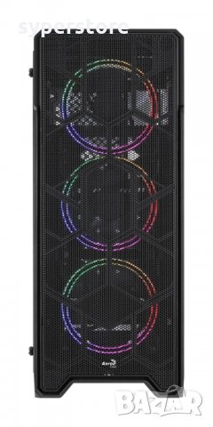 Кутия за компютър AeroCool PV21033.11 Черна ATX Middle Tower RGB Подсветка, снимка 3 - Захранвания и кутии - 34004727