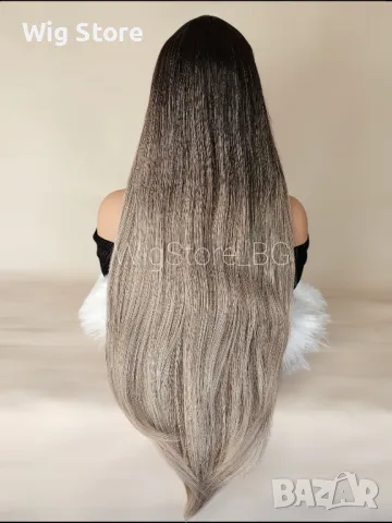 Пепеляво руса омбре перука с бретон, снимка 2 - Аксесоари за коса - 47740637