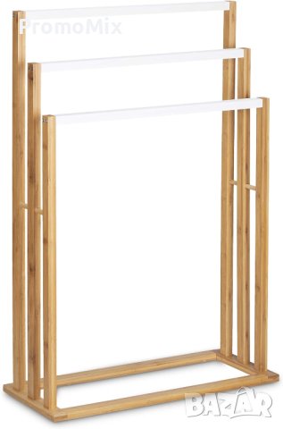 Бамбукова поставка за кърпи Relaxdays 10020308 3 ръмена свободно стояща, снимка 5 - Други стоки за дома - 44197036