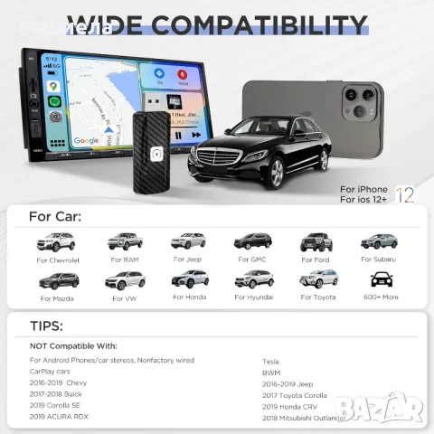 Безжичен адаптер CarPlay / За кола, снимка 9 - Аксесоари и консумативи - 49298324