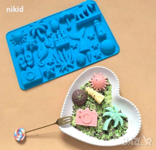 Голям морски слънце палма плажни чехли замък опашка рапан водорасло силиконов молд форма фондан гипс