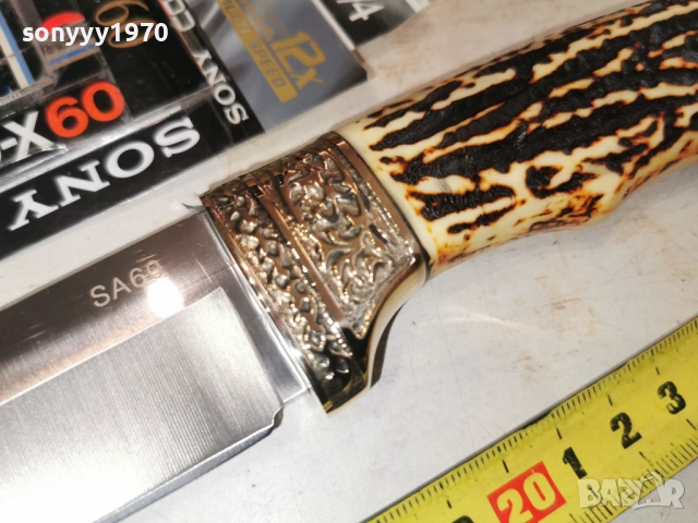 НОЖ-МАСИВЕН,ЗЛАТО И РОГ 2602261818, снимка 2 - Ножове - 53636693