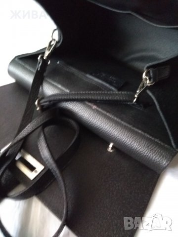 ЕСТЕСТВЕНА КОЖА /made in ITALY/ официална черна дамска чанта, снимка 10 - Чанти - 35939025