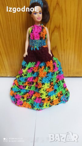 Разкошна плетена рокля за барби + подарък кукла