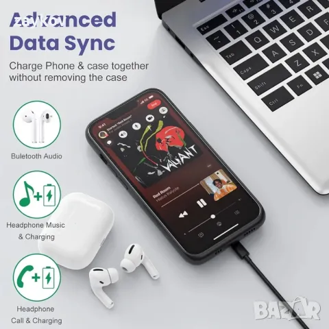 Калъф с батерия Ekrist за iPhone 13/13Pro/14 (6,1 инча), снимка 4 - Резервни части за телефони - 48591253