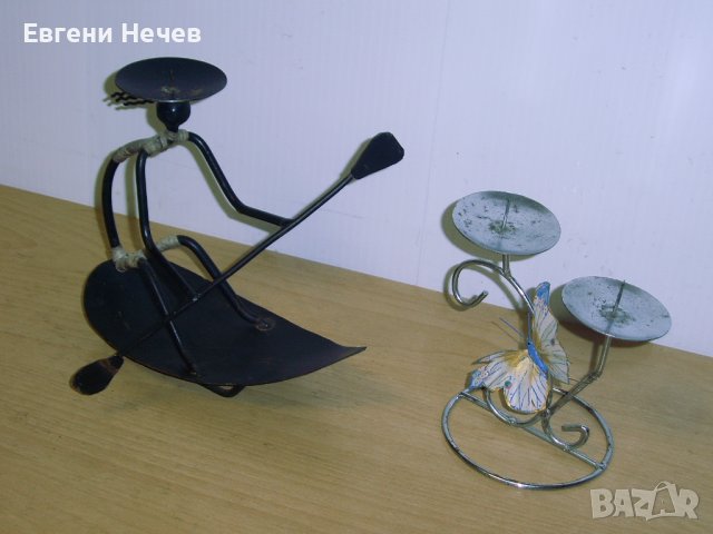 2 - БРОЯ    МЕТАЛНИ    СВЕЩНИЦИ   ЗА   ПО   1  и  2бр.    СВЕЩИ- ХУДОЖЕСТВЕНА   ИЗРАБОТКА, снимка 2 - Други стоки за дома - 41857156