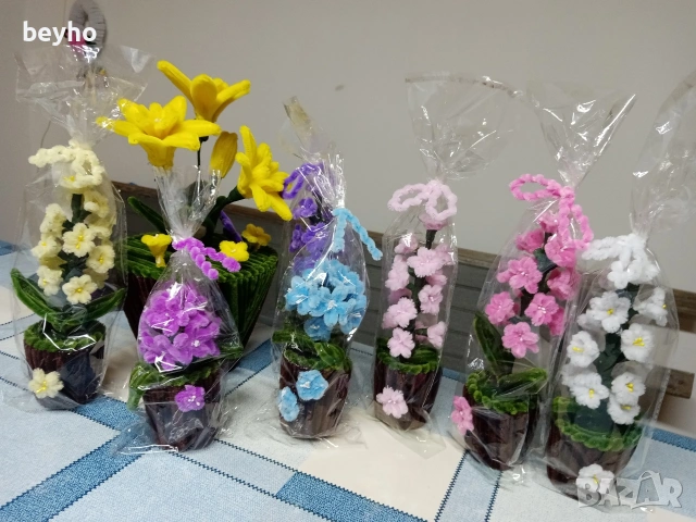 ръчно изработени цветя , снимка 4 - Декорация за дома - 53431434