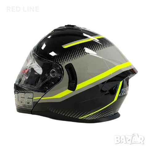 Mодуларна каска за мотор черно/неон, снимка 5 - Аксесоари и консумативи - 50809566