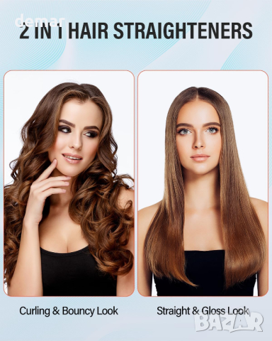 Преса за коса, турмалинова керамична LCD дисплей, регулируема температура, снимка 3 - Преси за коса - 44655087