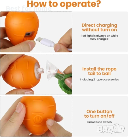 Интерактивна котешка топка HAPPY HACHI, 3 режима на работа, снимка 8 - За котки - 50628563