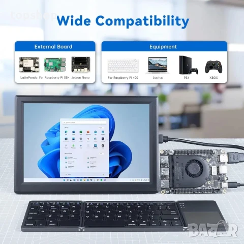 НОВ SunFounder 10.1" за Raspberry Pi IPS HD 1280x800, КАМЕРА високоговорители 5.1V/5A..., снимка 4 - Монитори - 50525229