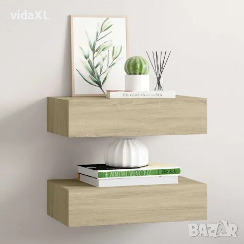 vidaXL Стенни рафтове с чекмеджета, 2 бр, дъб, 40x23,5x10 см, МДФ, снимка 2 - Етажерки - 56146931
