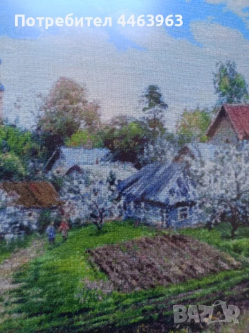 гоблен ,, Пролет на село" , 60/42 см, снимка 15 - Гоблени - 51372337