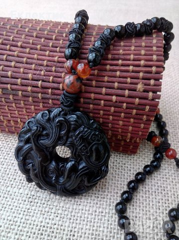 Амулети от естествен обсидиан с гердани, снимка 11 - Колиета, медальони, синджири - 38903566