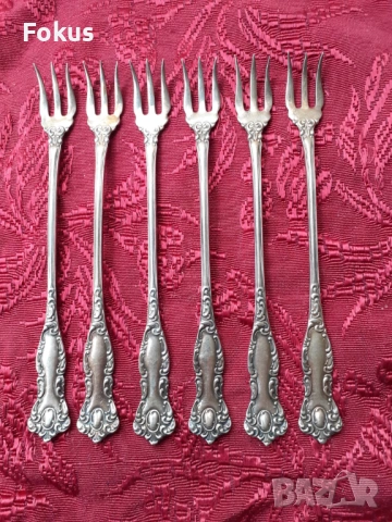Стари антикварни посребрени вилички W.F. Rogers около 1890 г, снимка 2 - Антикварни и старинни предмети - 53738306