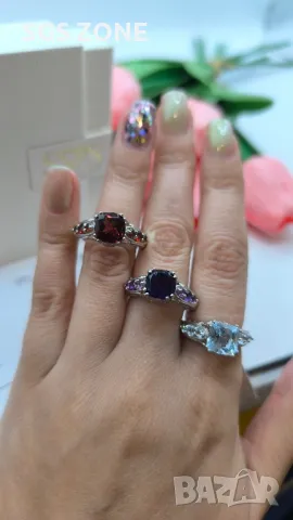 Сребърен Перфектен Кушън Пръстен с Естествени Камъни💎