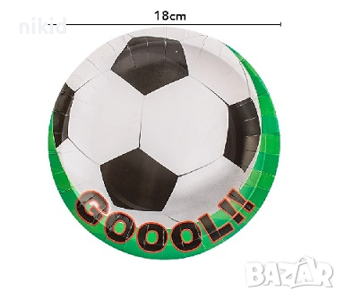 Футбол футболни топка Goool зелени 10 бр картонени чинии парти рожден ден
