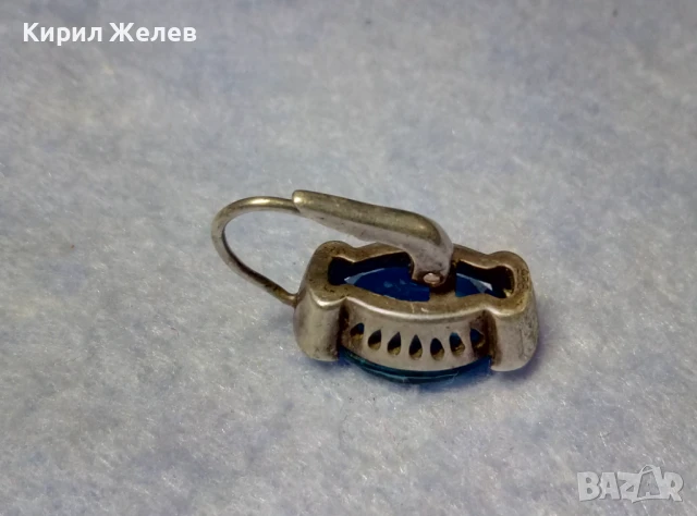 ПРЕКРАСНА СТАРА СКЪПОЦЕННА СРЕБЪРНА ОБЕЦИ СРЕБРО ВИСОКА ПРОБА с ЮВЕЛИРНО ФАСЕТИРАН СИН КРИСТАЛ 50181, снимка 5 - Антикварни и старинни предмети - 50510700