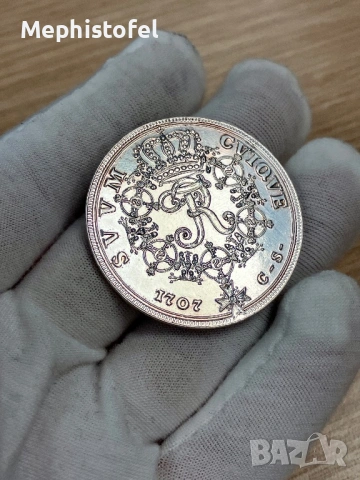 1 Талер 1707 г, Прусия - Modern Restrike, голяма монета, снимка 6 - Нумизматика и бонистика - 53522020