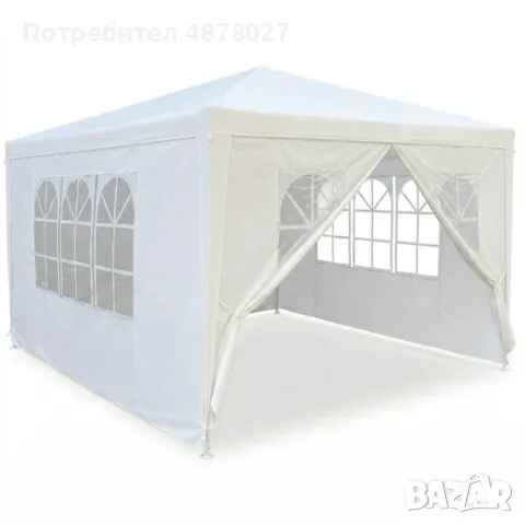Градинска шатра павилион 3x4x2.5 м бяла – Парти шатра със стени, 4 прозореца и вход с цип, снимка 4 - Градински мебели, декорация  - 55897339