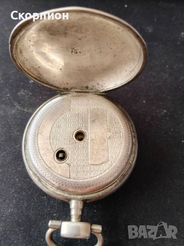 Швейцарски СРЕБЪРЕН джобен часовник 1900г. с ключе - 10 РУБИНА ПРОМОЦИЯ, снимка 5 - Джобни - 48835206