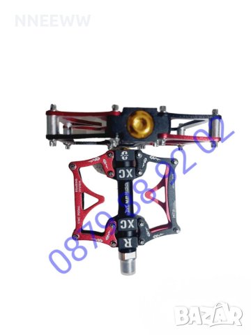 Комплект алуминиеви педали за Велосипед неплъзгащи се, троен лагер, червени, снимка 4 - Части за велосипеди - 41737241