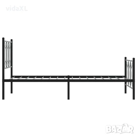 vidaXL Метална рамка за легло с горна и долна табла, черна, 90x200 см, снимка 5 - Спални и легла - 56147378