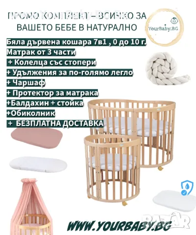 К-т Кошара комплект +Мартка+Балдахин + Протектор за матрак + Чаршаф Кошара за Бебе Смарт 7в1 Овал, Д, снимка 3 - Кошарки - 47687233