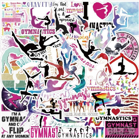 50 бр Гимнастика Гимнастичка самозалепващи лепенки стикери за украса декор картонена торта и др