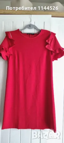 Червена рокля свободен силует, S