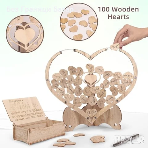 Нови Сърца за гости, сватбена декорация с кутия и LED осветление декор, снимка 4 - Други - 51131517