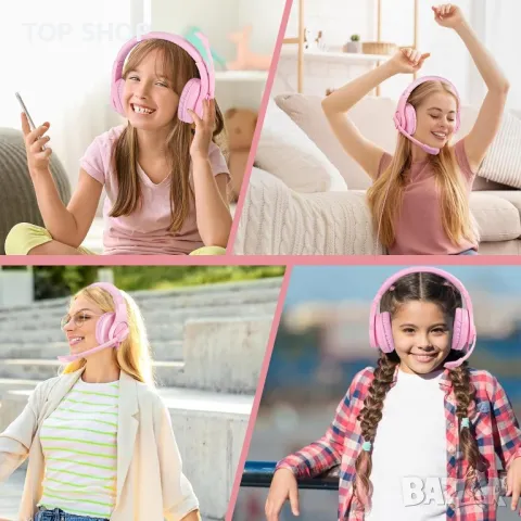 Neefeaer Pink Геймърски слушалки стерео съраунд звук, розови, снимка 7 - Слушалки и портативни колонки - 49636720