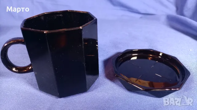 Френски черен аркопал за чай и кафе с чинийки и каничка за мляко, снимка 10 - Чаши - 49677798