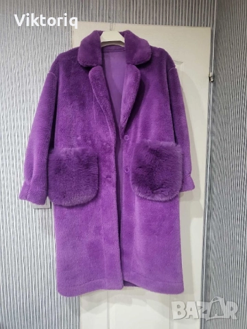Дамско лилаво палто, снимка 2 - Палта, манта - 52597509