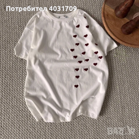 Тениска с 3Д сърца 