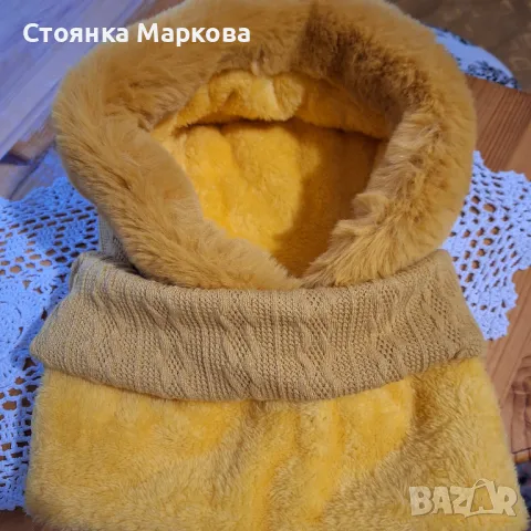 Нова патешко жълта шал-шапка, снимка 4 - Шапки - 47749710