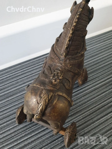 Индия 19ти век/2бр стари индийски бронзови коне на колела/малки кончета-играчки, снимка 5 - Антикварни и старинни предмети - 53507464