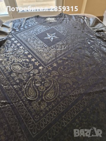 Луксозна мъжка тениска - M размер в черен цвят + еко кожа, снимка 2 - Тениски - 44031764