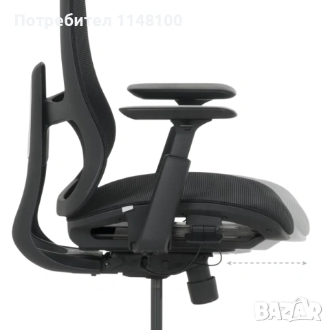 Ергономичен стол BETIM – ЧЕРЕН, снимка 3 - Столове - 53232070