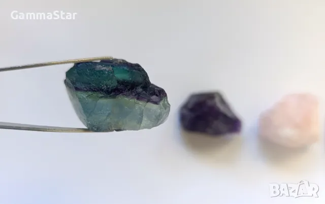 Комплект естествени минерали - флуорит, розов кварц, аметист, плочка ахат, снимка 3 - Колекции - 47396206